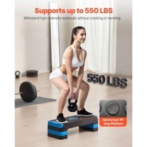 aerobic exercise step platform 28 inch workout aerobic stepper height adjustable fitness training step deck trainer with 4 risers non slip surface bench for home gym cardio strength blue 2.jpg