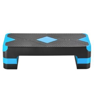 Aerobic Exercise Step Platform, 28-Inch Workout Aerobic Stepper, Height Adjustable Fitness Training Step Deck Trainer with 4 Risers, Non-Slip Surface Bench for Home Gym Cardio Strength, Blue