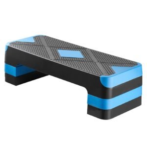 aerobic exercise step platform 28 inch workout aerobic stepper height adjustable fitness training step deck trainer with 4 risers non slip surface bench for home gym cardio strength blue 4.jpg