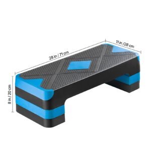 aerobic exercise step platform 28 inch workout aerobic stepper height adjustable fitness training step deck trainer with 4 risers non slip surface bench for home gym cardio strength blue 5.jpg