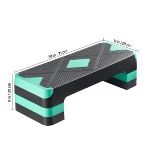 aerobic exercise step platform 28 inch workout aerobic stepper height adjustable fitness training step deck trainer with 4 risers non slip surface bench for home gym cardio strength green 4.jpg