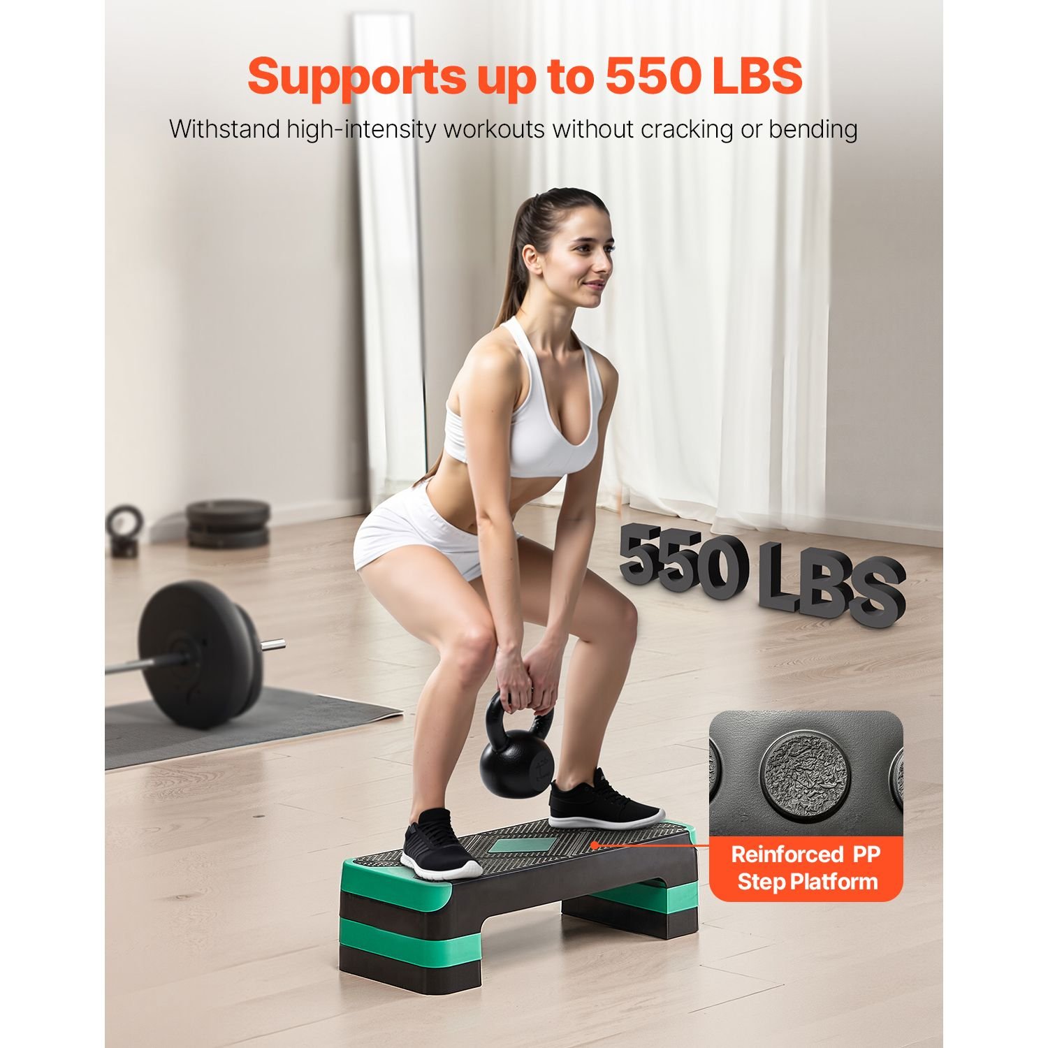 aerobic exercise step platform 28 inch workout aerobic stepper height adjustable fitness training step deck trainer with 4 risers non slip surface bench for home gym cardio strength green.jpg