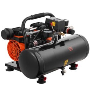 Air Compressor, 2 Gallon Steel Tank, 1HP 2.1 CFM 8bar Oil Free Air Compressor & Max. 120PSI Pressure, 81dB Ultra Quiet Portable Compressor, for Auto Repair, Tire Inflation, Spray Painting
