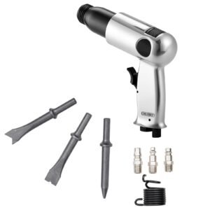Air Hammer, 3500BPM Pneumatic Hammer with 2.76 inch Stroke & 4PCS Chisels Round Shank, Pistol-Grip Compact Air Chisel Pneumatic Shovel Tool for Cutting Punching Scraping