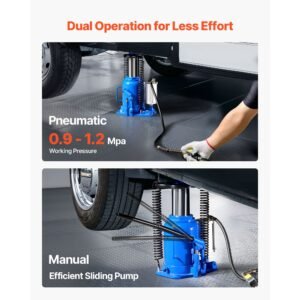 air hydraulic bottle jack 32 ton 705469 lbs capacity 10 163 inch lifting range pneumaticmanual heavy duty welded bottle jack with pump for car suv pickup truck rv auto repair blue 2.jpg