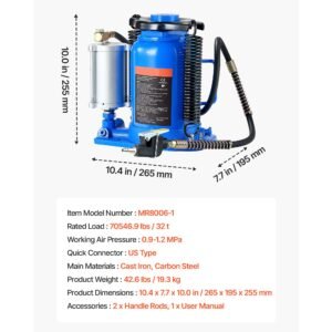 air hydraulic bottle jack 32 ton 705469 lbs capacity 10 163 inch lifting range pneumaticmanual heavy duty welded bottle jack with pump for car suv pickup truck rv auto repair blue 3.jpg