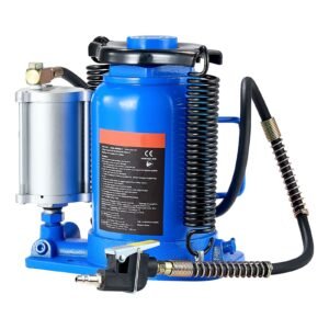 Air Hydraulic Bottle Jack, 32 Ton (70546.9 lbs) Capacity, 10-16.3 Inch Lifting Range, Pneumatic/Manual Heavy Duty Welded Bottle Jack with Pump for Car, SUV, Pickup, Truck, RV, Auto Repair, Blue