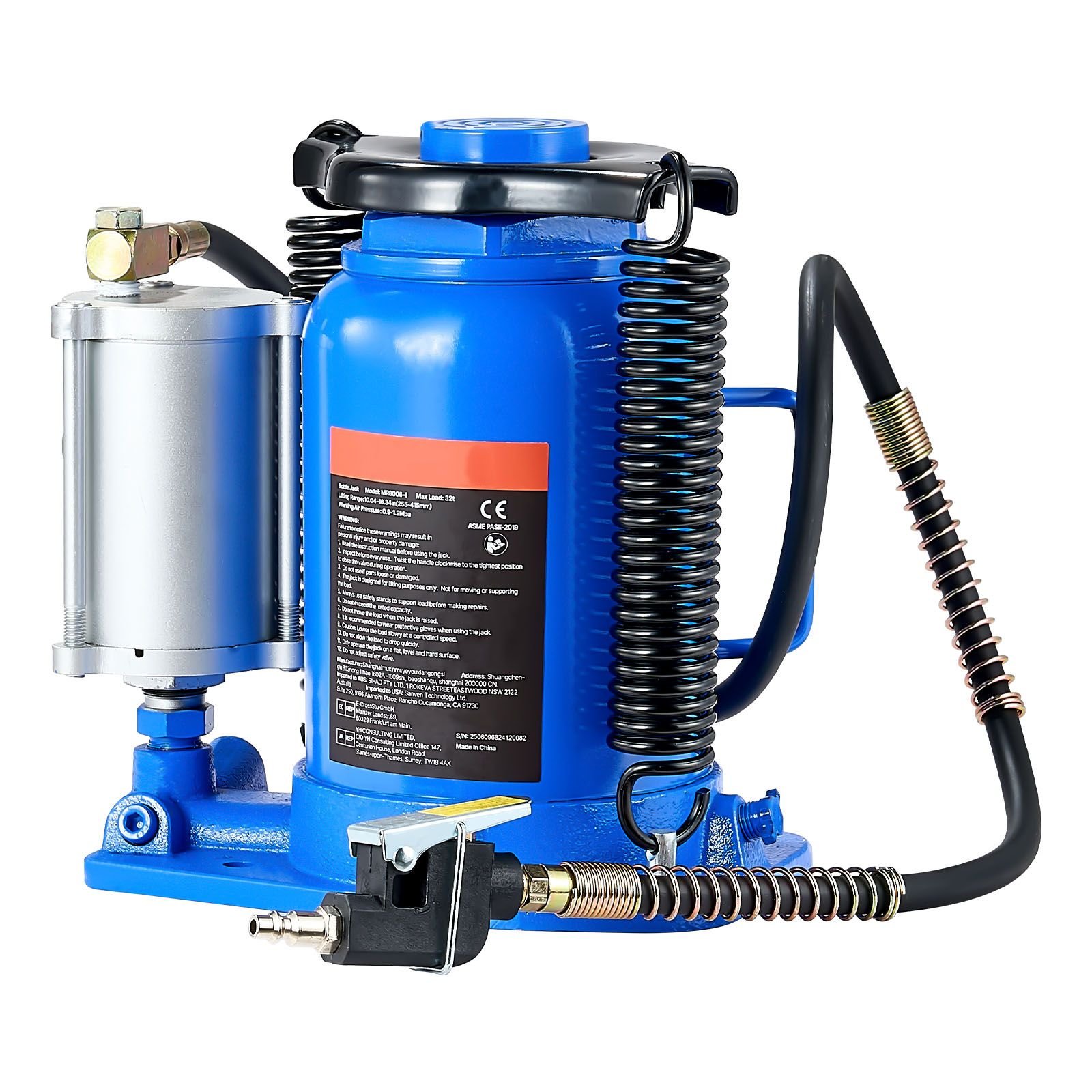 air hydraulic bottle jack 32 ton 705469 lbs capacity 10 163 inch lifting range pneumaticmanual heavy duty welded bottle jack with pump for car suv pickup truck rv auto repair blue.jpg