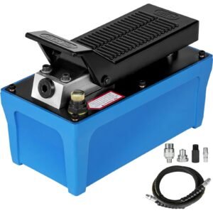 Air Hydraulic Pump 10000 PSI Air Over Hydraulic Pump 1/2 Gal Reservoir Air Treadle Foot Actuated Hydraulic Pump 3/8" NPT with 6.56 ft Hose 2 Connector Single Acting for Car Repair (Blue)