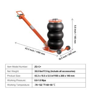 air jack 3 ton6600 lbs 1 6s pneumatic lifting jack with heightened column adjustable handle compact easy to lift space saving jack with thick rubber pad 2.jpg