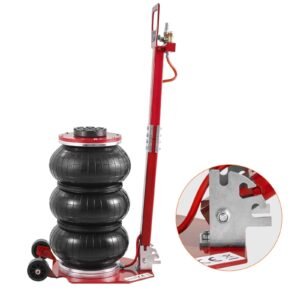 Air Jack, 3 Ton/6600 lbs Triple Bag Air Jack, Airbag Jack with Six Steel Pipes, Lift up to 17.7", 3-5 s Fast Lifting Pneumatic Jack, with Adjustable Long Handle for Cars, Garages, Repair (Red)