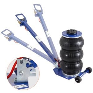 Air Jack, 3 Ton/6600 lbs Triple Bag Air Jack, Airbag Jack with Six Steel Pipes, Lift up to 17.7", 3-5 s Fast Lifting Pneumatic Jack, with Adjustable Long Handles for Cars, Garages, Repair (Blue)