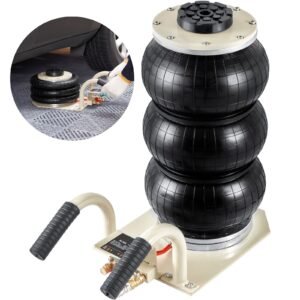 Air Jack, 3 Ton/6600 lbs Triple Bag Air Jack, Airbag Jack with Six Steel Pipes, Lift up to 17.7 inch/450 mm, 3-5 s Fast Lifting Pneumatic Jack, with Short Handles for Car Repair