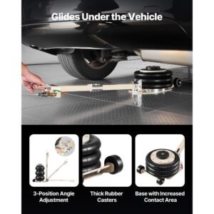 air jack, 3 ton/6613 lbs triple bag air jack, airbag with six steel pipes, lift up to 17.7 inch/450 mm, 1 6 s fast lifting pneumatic with adjustable long handle for car, suv, pickup truck repair