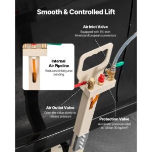 air jack, 3 ton/6613 lbs triple bag air jack, airbag with six steel pipes, lift up to 17.7 inch/450 mm, 1 6 s fast lifting pneumatic with adjustable long handle for car, suv, pickup truck repair