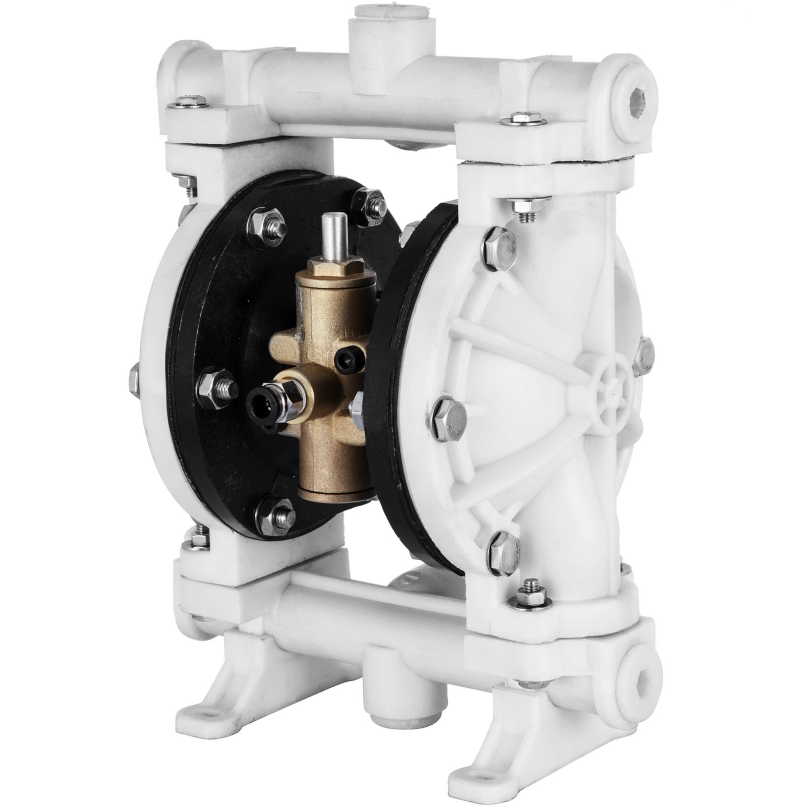 air operated double diaphragm pump, 1/2 in inlet & outlet, polypropylene body, 2.5 gpm & max 80psi, ptfe diaphragm pneumatic transfer pump for petroleum, diesel, oil & low viscosity fluids
