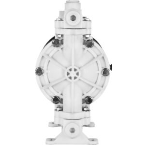 air operated double diaphragm pump, 1/2 in inlet & outlet, polypropylene body, 2.5 gpm & max 80psi, ptfe diaphragm pneumatic transfer pump for petroleum, diesel, oil & low viscosity fluids