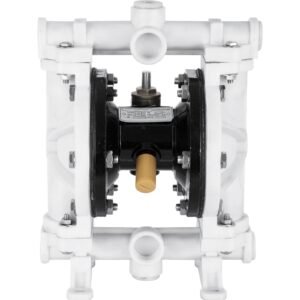 air operated double diaphragm pump, 1/2 in inlet & outlet, polypropylene body, 2.5 gpm & max 80psi, ptfe diaphragm pneumatic transfer pump for petroleum, diesel, oil & low viscosity fluids