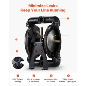 air operated double diaphragm pump 35 gpm 1 inch inlet outlet pneumatic waste oil transfer pump max 114 psi aluminum alloy body air operated for diesel grease kerosene gasoline oil 1.jpg