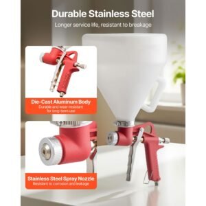 air texture spray gun, 1.45 gallon air hopper spray gun, professional drywall texture painting sprayer with 3 nozzles (3.5mm, 6mm, 8mm) for popcorn, knockdown, orange peel textures