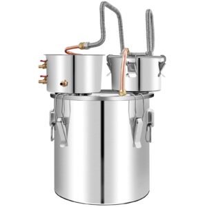 Alcohol Still, 13.2Gal / 50L Stainless Steel Water Alcohol Distiller Copper Tube Home Brewing Kit Build-in Thermometer for DIY Whisky Wine Brandy, Silver