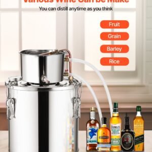 alcohol still 5 gal 19 l stainless steel water alcohol distiller with copper coil home brewing refining fermentation kit with thermometer for wine whisky brandy silver 3.jpg