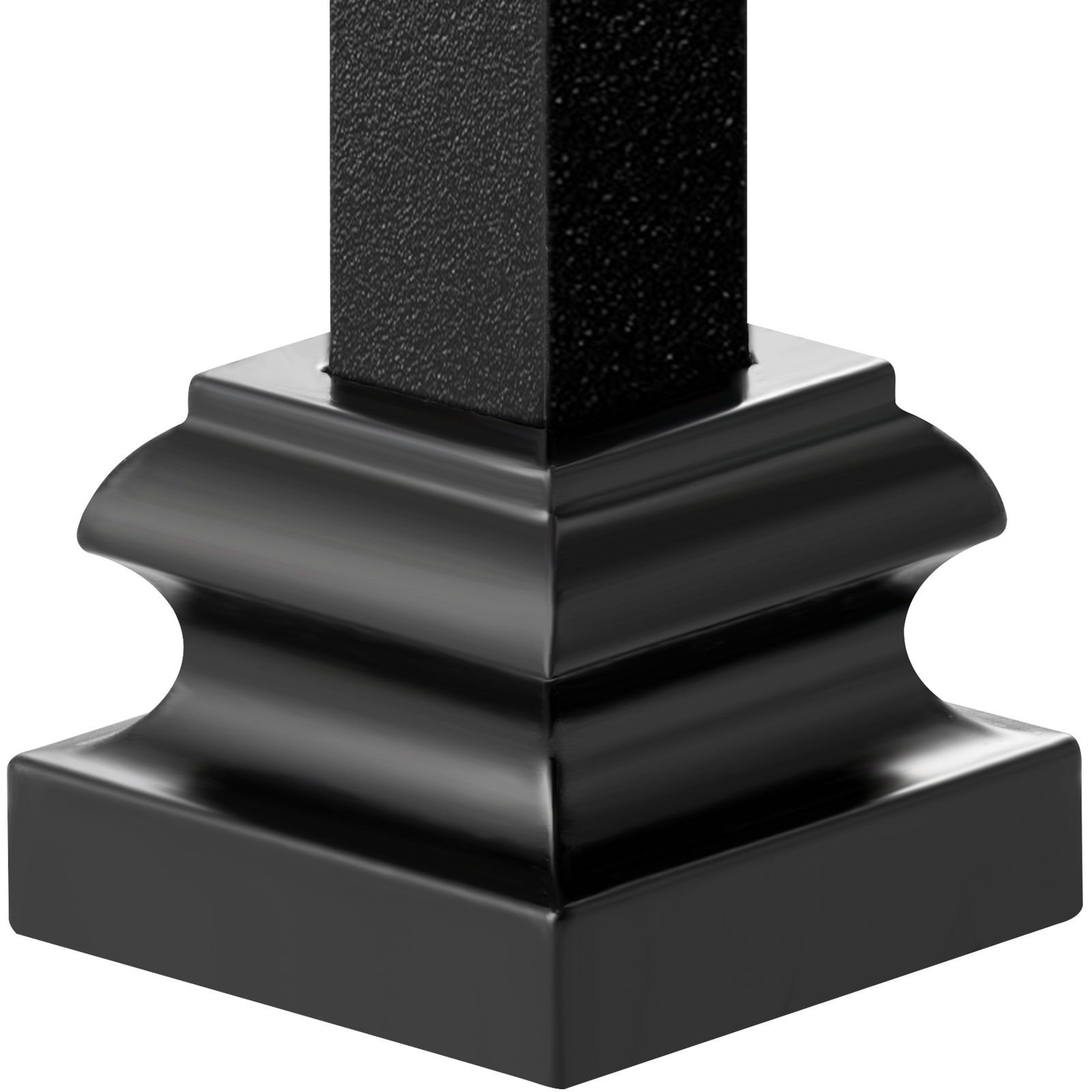 aluminum alloy baluster shoes stair flat shoe with screw holes for 12 inch square scroll basket twist knuckle staircase balusters metal spindle railing satin black 50 pcs.jpg