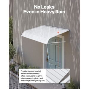 aluminum awning 48 x 42 in, durable window awning door canopy, lightweight and stable aluminum exterior awnings rain snow sunlight protection for door entrance windows patio porch