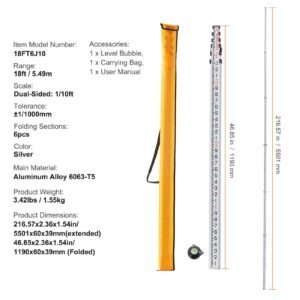aluminum grade rod 18 feet10ths 6 sections telescopic measuring roddouble sided scale 110ft leveling rod stickaluminum alloy survey rod w bubble level carrying bag for houseswallsfloors 2.jpg