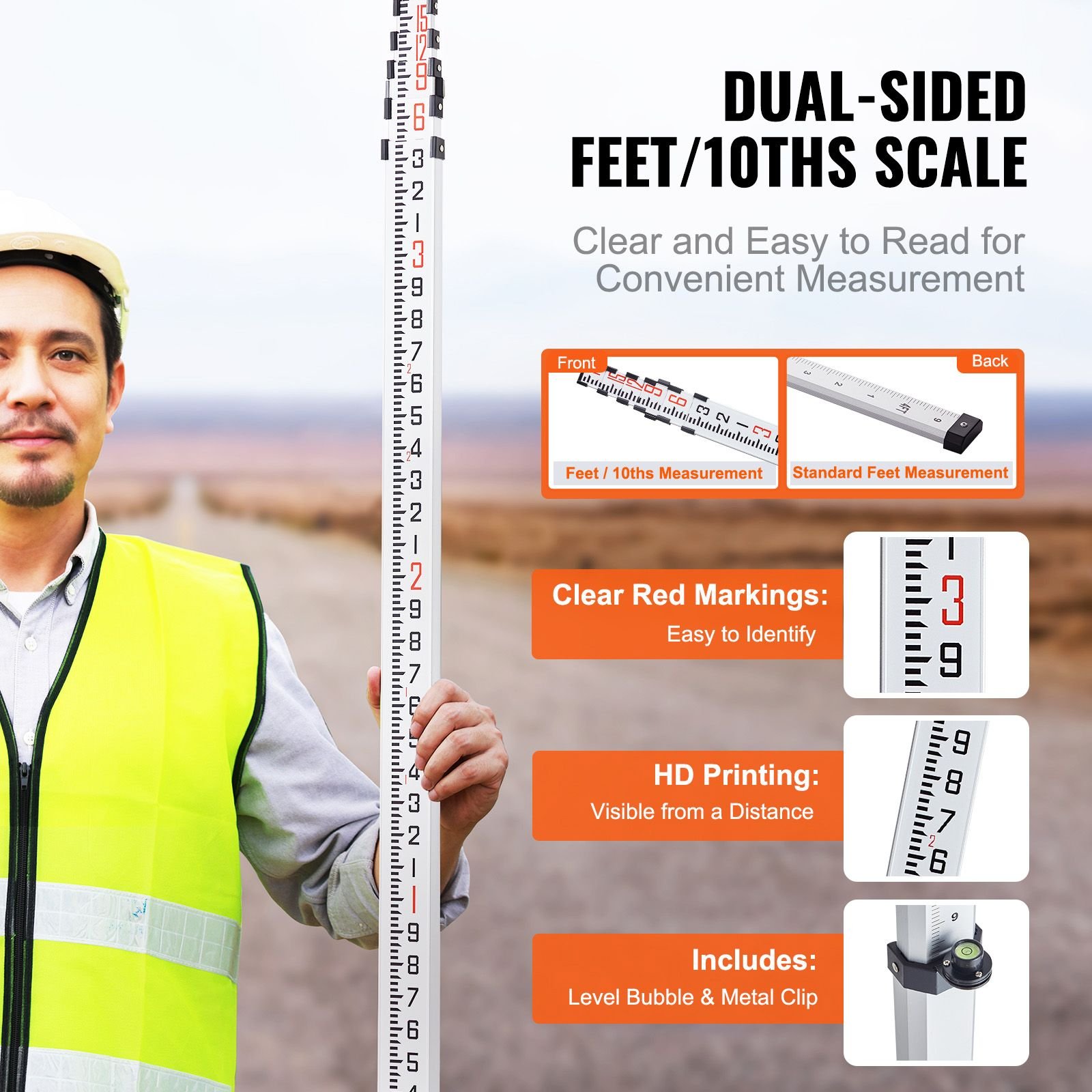 aluminum grade rod 18 feet10ths 6 sections telescopic measuring roddouble sided scale 110ft leveling rod stickaluminum alloy survey rod w bubble level carrying bag for houseswallsfloors.jpg