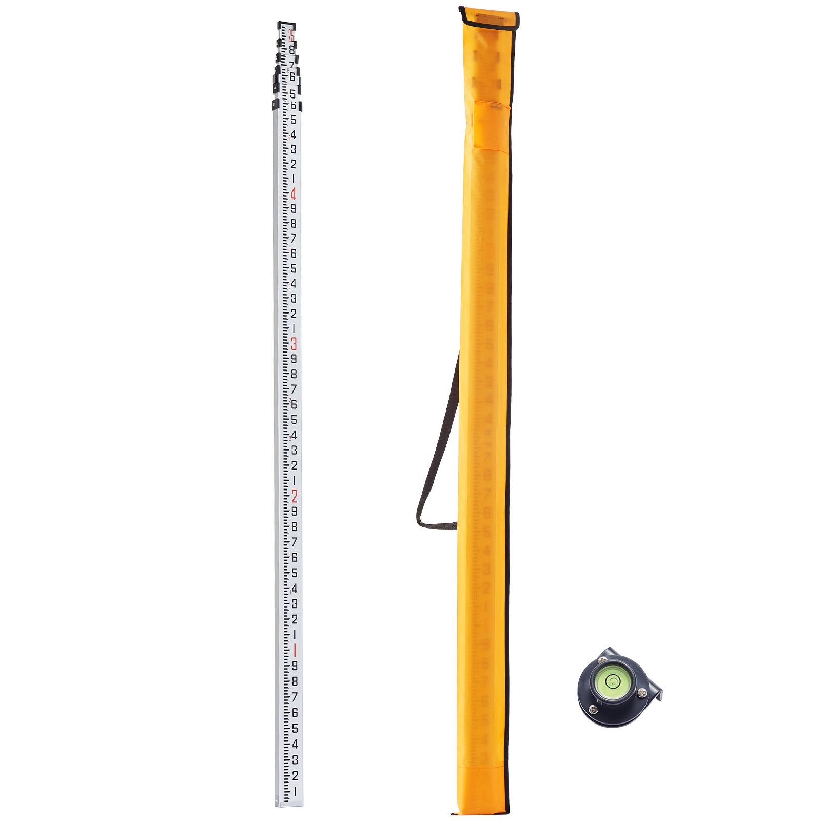 aluminum grade rod 25 feet10ths 6 sections telescopic measuring roddouble sided scale 110ft leveling rod stickaluminum alloy survey rod w bubble level carrying bag for houseswallsfloors.jpg