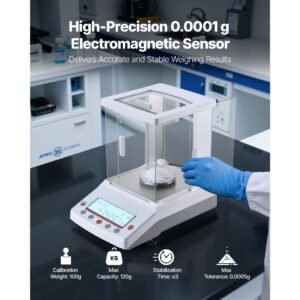 analytical balance, 120 g x 0.001 g high precision accuracy lab scale, g/oz/ct/mg 4 units electronic digital analytical balance with glass draft shield, for laboratory jewelry pharmacy