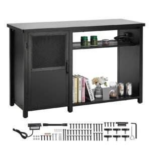 Aquarium Stand, 75 Gallon Fish Tank Stand, 52 x 19.7 x 32.3 in Steel and MDF Turtle Tank Stand, 626 lbs Load Capacity, Reptile Tank Stand with Storage Cabinet and Embedded Power Panel, Black