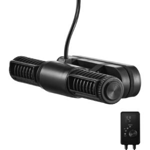 Aquarium Wave Maker, 25W, 2380 GPH Adjustable Cross Flow Pump with Controller, Magnetic DC 24V Aquarium Powerhead, Strong Magnetic Base, 360° Rotating Wavemaker, for Saltwater Marine Freshwater