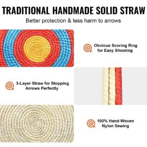 archery target 3 layers 20 arrow target traditional solid straw round archery target shooting bow hand made arrows target coloured rope target for backyard outdoor hunting shooting practice 2.jpg