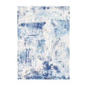 Area Rug, 5 x 7 ft Large Washable Rug, Non-Slip and Tear-Resistant Soft Carpet, Pet & Child Friendly Modern Area Rugs, Indoor Mat for Bedroom, Office, Living Room, Kids Room, Entryway, Blue