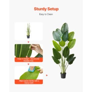 artificial bird of paradise 6 ft tall fake tropical plants with with 13 trunks white pot faux floor silk tree large trees for home office living room decor house warming indoor outdoor 14.jpg