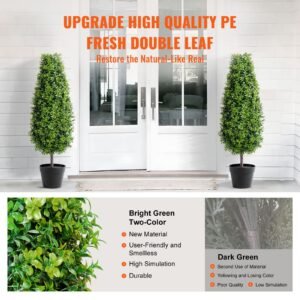 artificial boxwood topiary tree 36 inch tall 2 pieces faux topiary trees green faux plant w extra leaves pot small decoration uv rated greenery set for home decor indooroutdoor 1.jpg