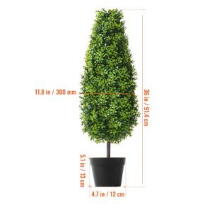 artificial boxwood topiary tree 36 inch tall 2 pieces faux topiary trees green faux plant w extra leaves pot small decoration uv rated greenery set for home decor indooroutdoor 4.jpg