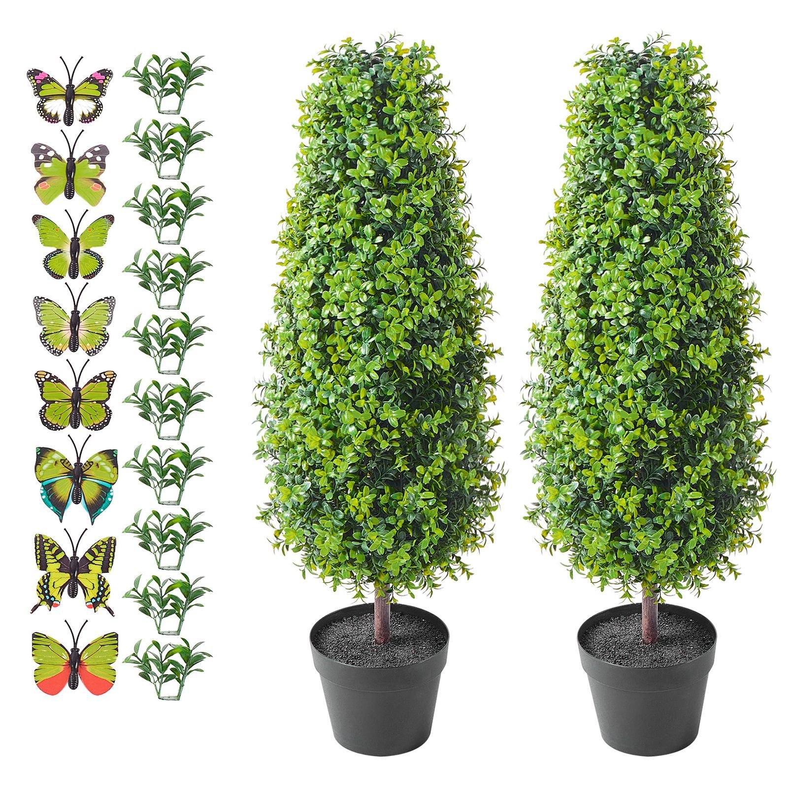 artificial boxwood topiary tree 36 inch tall 2 pieces faux topiary trees green faux plant w extra leaves pot small decoration uv rated greenery set for home decor indooroutdoor.jpg