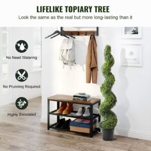 artificial boxwood topiary tree 60 inch tall 2 pieces spiral faux topiary trees faux plant w extra leaves pot small decoration uv rated greenery set for home decor indooroutdoor 1.jpg