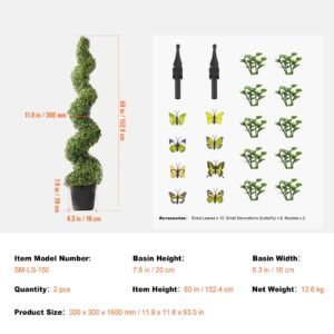 artificial boxwood topiary tree 60 inch tall 2 pieces spiral faux topiary trees faux plant w extra leaves pot small decoration uv rated greenery set for home decor indooroutdoor 3.jpg