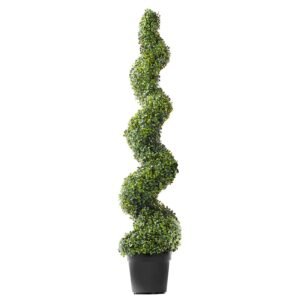 artificial boxwood topiary tree 60 inch tall 2 pieces spiral faux topiary trees faux plant w extra leaves pot small decoration uv rated greenery set for home decor indooroutdoor 4.jpg