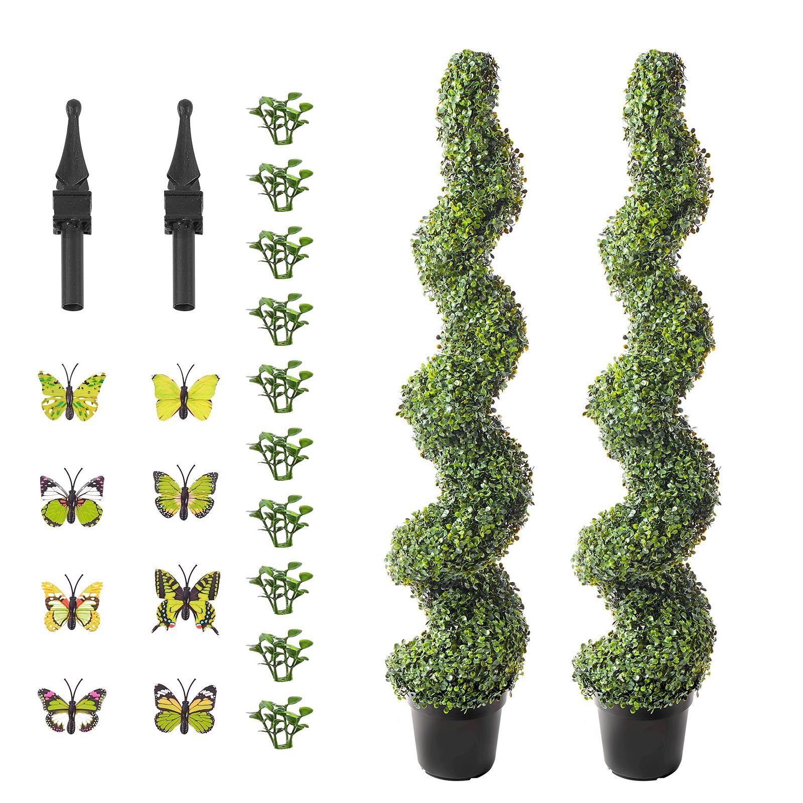 artificial boxwood topiary tree 60 inch tall 2 pieces spiral faux topiary trees faux plant w extra leaves pot small decoration uv rated greenery set for home decor indooroutdoor.jpg