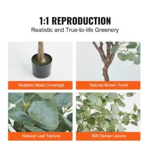 artificial eucalyptus tree 6 ft tall faux plant secure pe material anti tip tilt protection low maintenance plant lifelike green fake potted tree for home office decor indoor outdoor 3.jpg