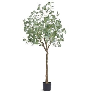 artificial eucalyptus tree 6 ft tall faux plant secure pe material anti tip tilt protection low maintenance plant lifelike green fake potted tree for home office decor indoor outdoor.jpg