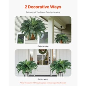 artificial ferns 2 pcs natural spread diameter 43 47 inch large hanging artificial boston ferns fake plant wall decor with 50 branches faux fern for home and office flowerpot unincluded 4.jpg