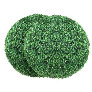 artificial topiaries boxwood trees 16 tall 2 pieces ball shape faux topiaries plant all year green feaux plant decorative balls for backyard balconygarden wedding and home dcor.jpg
