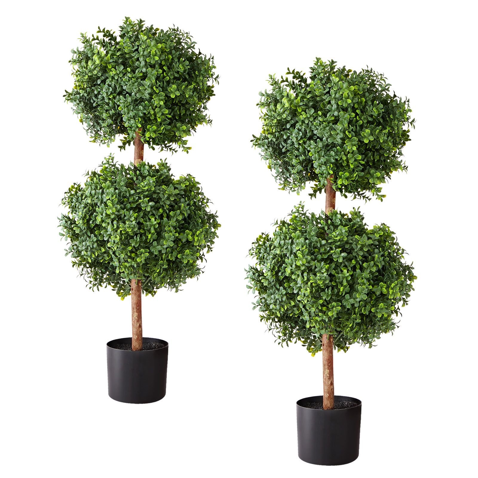 artificial topiary boxwood double ball 2 set 36 inch faux boxwood plant balls fake silk tree look real easy assembly for decor front porch outdoor patio garden balcony backyard indoor 1.jpg