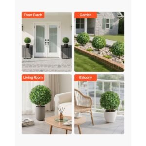 artificial topiary boxwood trees with ground spike 22 inch 2 set faux shrubs bushes potted plants fake silk tree look real for decor front porch outdoor indoor patio garden balcony backyard 5.jpg